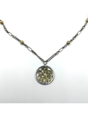 Vintage Lois Hill Sterling Silver & Gold Accented Pendant Necklace